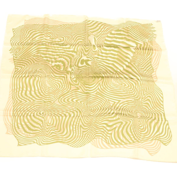 HERMES Carre 90 Dimitri.R Scarf ""ONDE DE CHIC"" Zebra Silk Green Auth am2045g - Picture 9 of 10